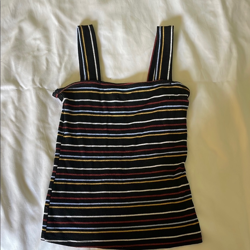 Black and White Fitted Sleeveless Tank Top